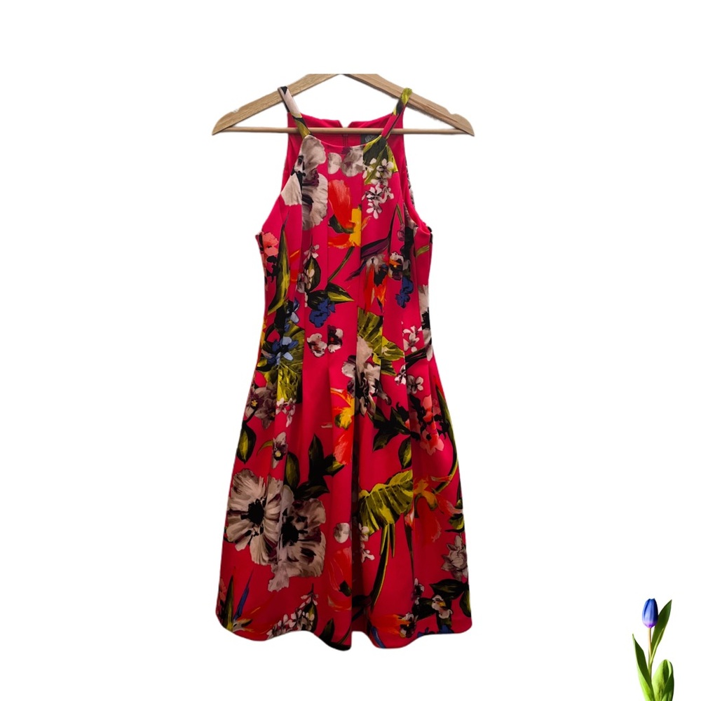 Vince Camuto Mini Dress Wedding guest Vibrant Floral Pink and Yellow Size 4